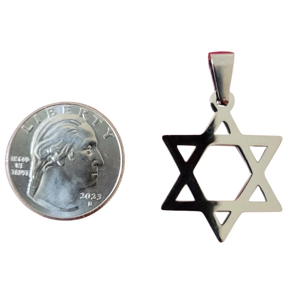 NEW Shiny Silver Star of David Pendant NWT